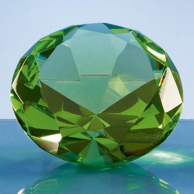 Optical Crystal Green Diamond Paperweight