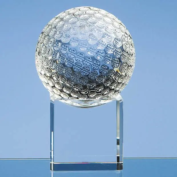 Optical Crystal Golf Ball on a Clear Crystal Base