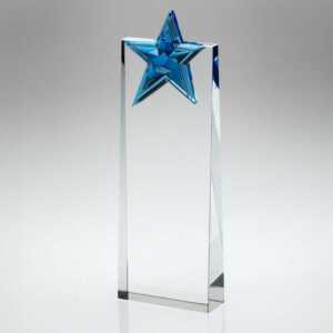 Clear Glass Wedge With Blue Glass Star