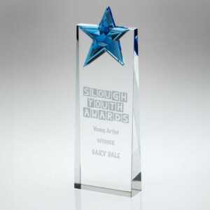 Clear Glass Wedge With Blue Glass Star