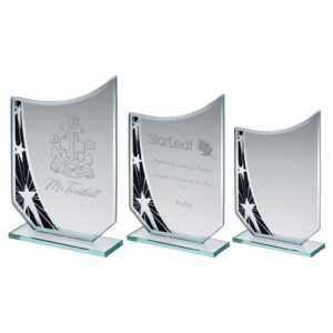 Jade Glass Curved Plaque With Black/Silver Star Design