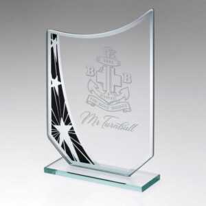 Jade Glass Curved Plaque With Black/Silver Star Design