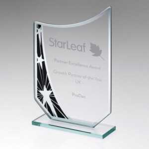 Jade Glass Curved Plaque With Black/Silver Star Design